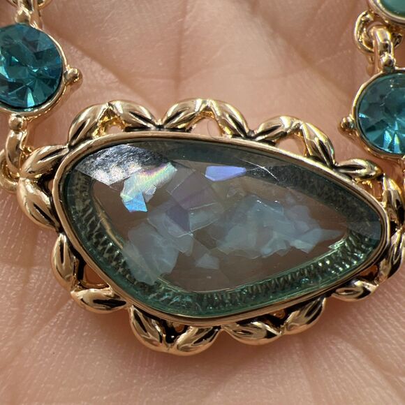 Napier Women's Blue Multi Shape Gem Necklace Gold-Tone Adjustable Length Nwt - Picture 6 of 7